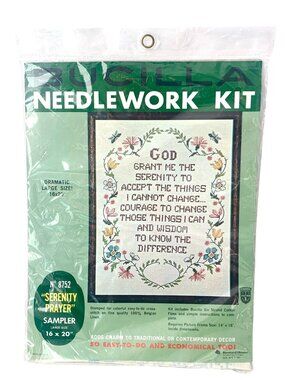 Vintage Bucilla Serenity Prayer Needlework Stitch Kit